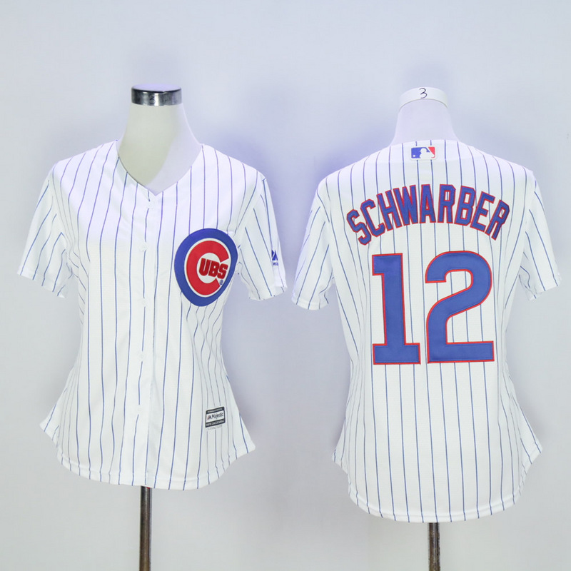Women Chicago Cubs #12 Schwarber White MLB Jerseys->chicago cubs->MLB Jersey